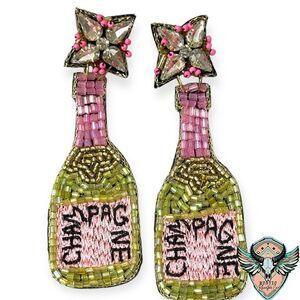 Beaded Champagne Bottle Earrings